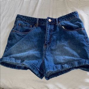 High waisted jean shorts
